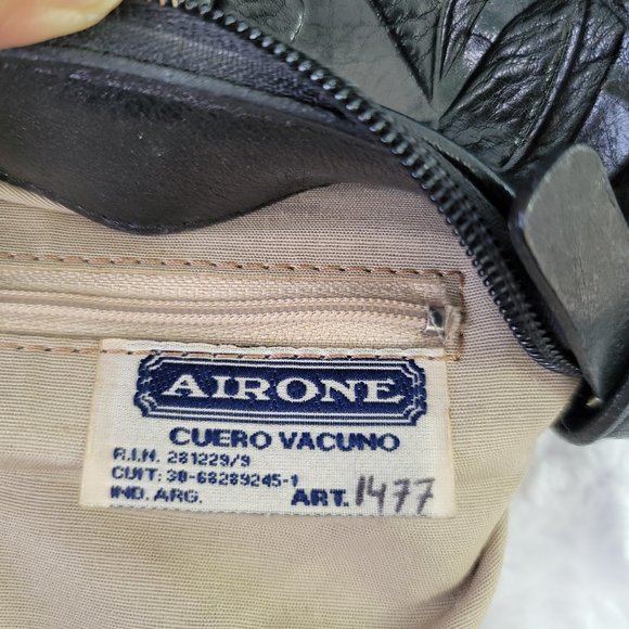 AIRONE Unique Beautiful Embossed Black Genuine Leather Shoulder Bag - Picture 12 of 12